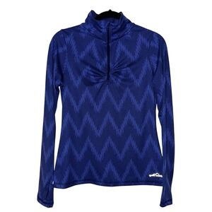 Eddie Bauer Mock Neck 1/4 Zip Chevron Print Pullover Activewear Top Women Size S